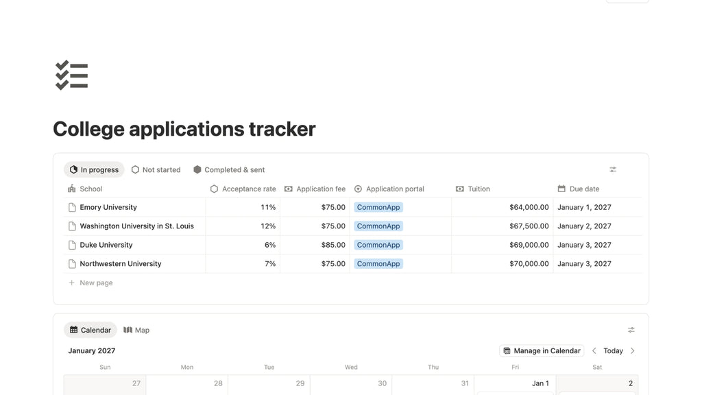 college application tracker