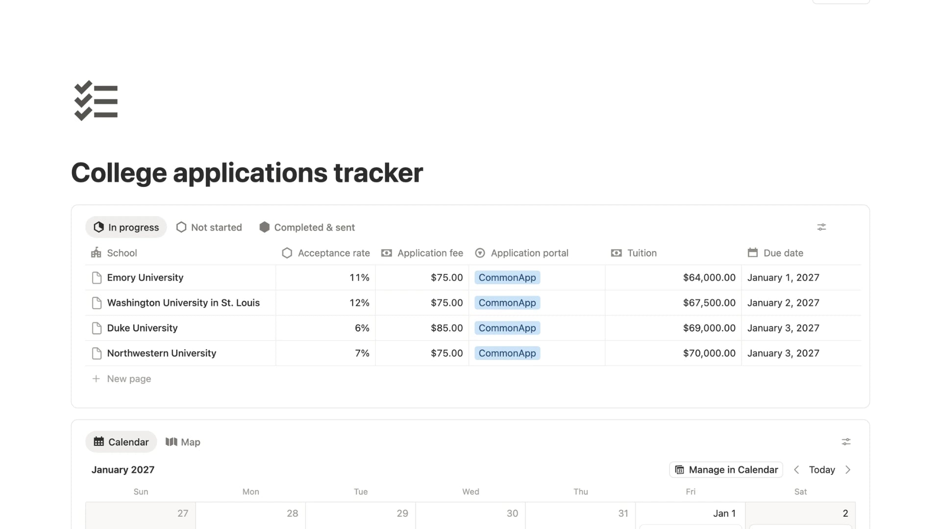 college application tracker
